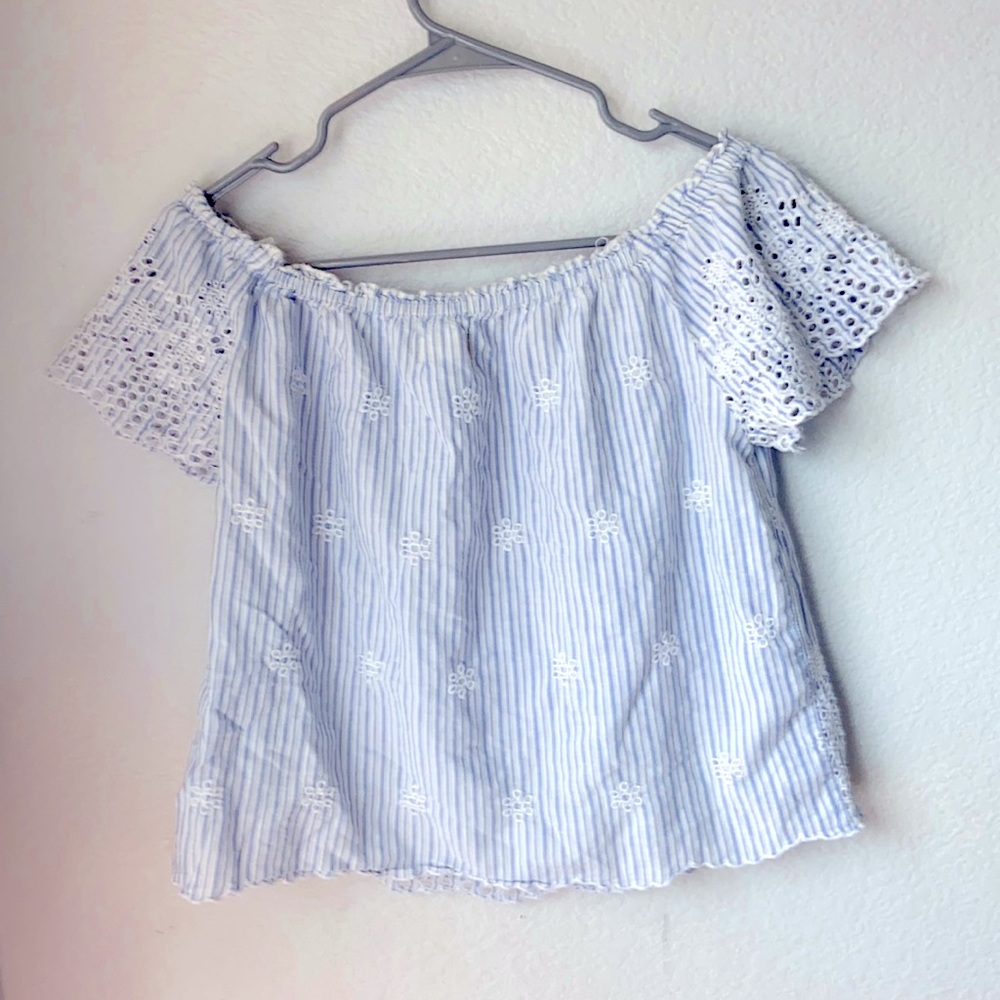 Hollister blue and white striped blouse